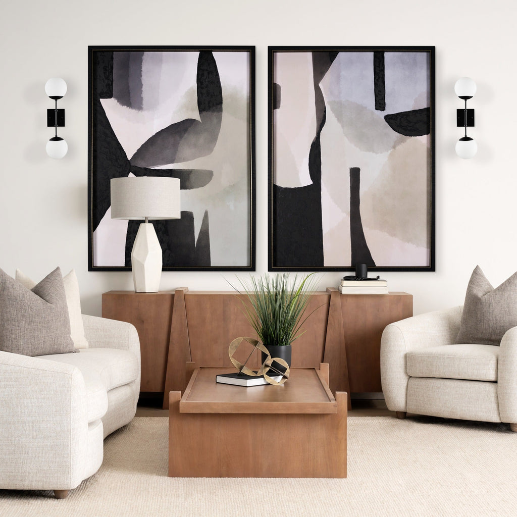 Edie Matte Black Metal w/ Frosted Glass Globes 2 - Light Wall Sconce - Dekor Butik