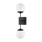 Edie Matte Black Metal w/ Frosted Glass Globes 2 - Light Wall Sconce - Dekor Butik