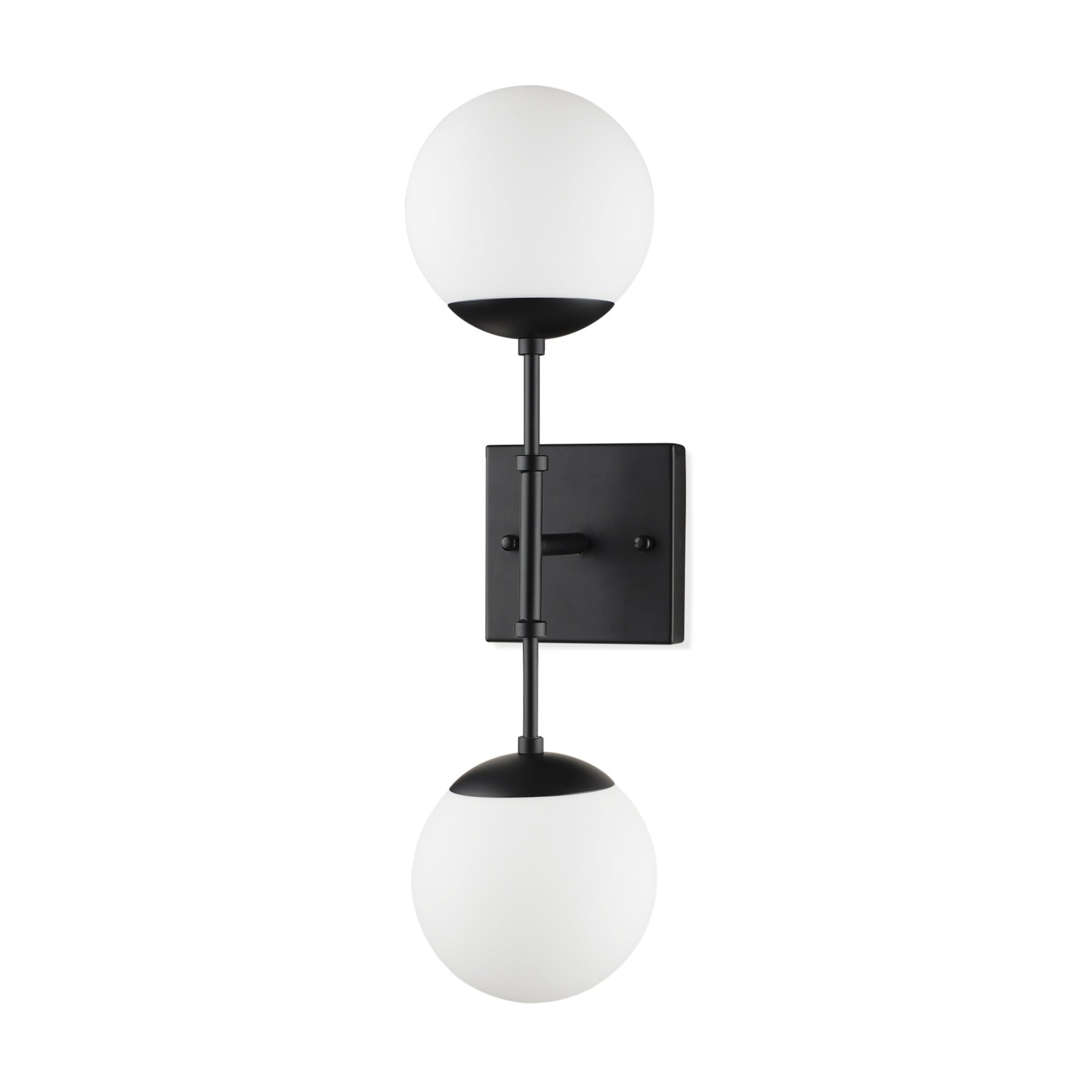 Edie Matte Black Metal w/ Frosted Glass Globes 2 - Light Wall Sconce - Dekor Butik