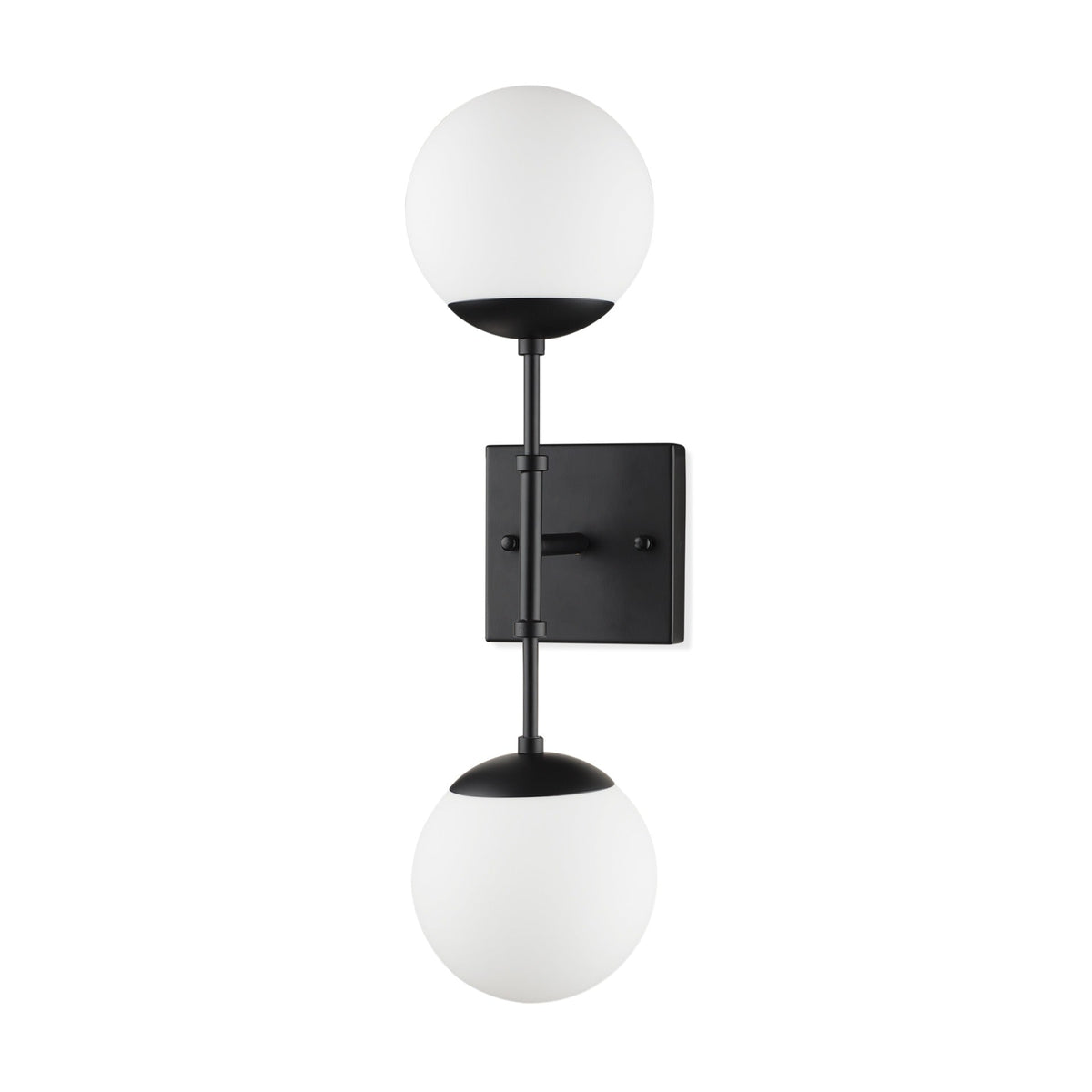 Edie Matte Black Metal w/ Frosted Glass Globes 2 - Light Wall Sconce - Dekor Butik
