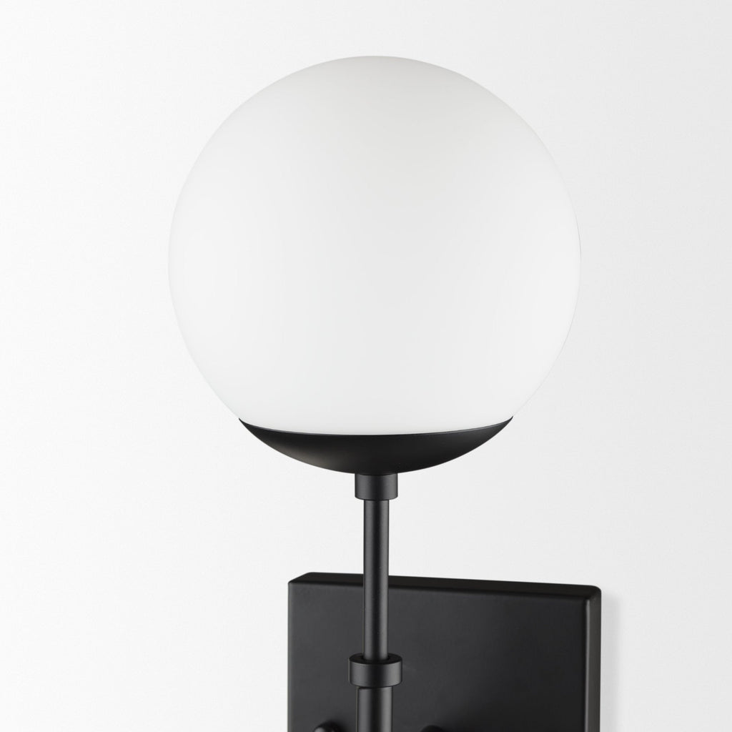 Edie Matte Black Metal w/ Frosted Glass Globes 2 - Light Wall Sconce - Dekor Butik