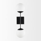 Edie Matte Black Metal w/ Frosted Glass Globes 2 - Light Wall Sconce - Dekor Butik