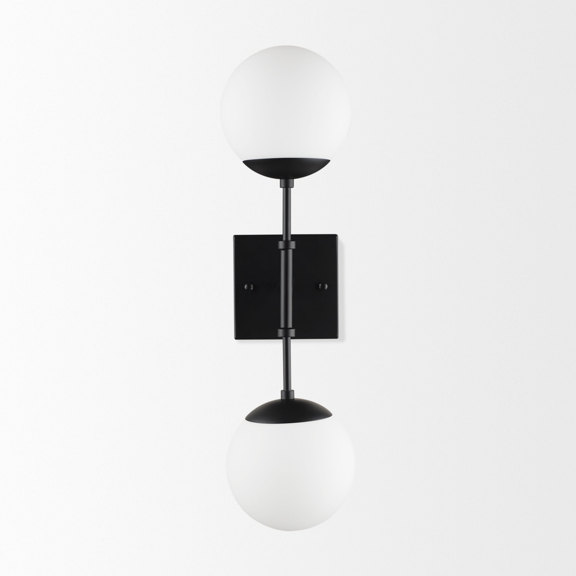 Edie Matte Black Metal w/ Frosted Glass Globes 2 - Light Wall Sconce - Dekor Butik
