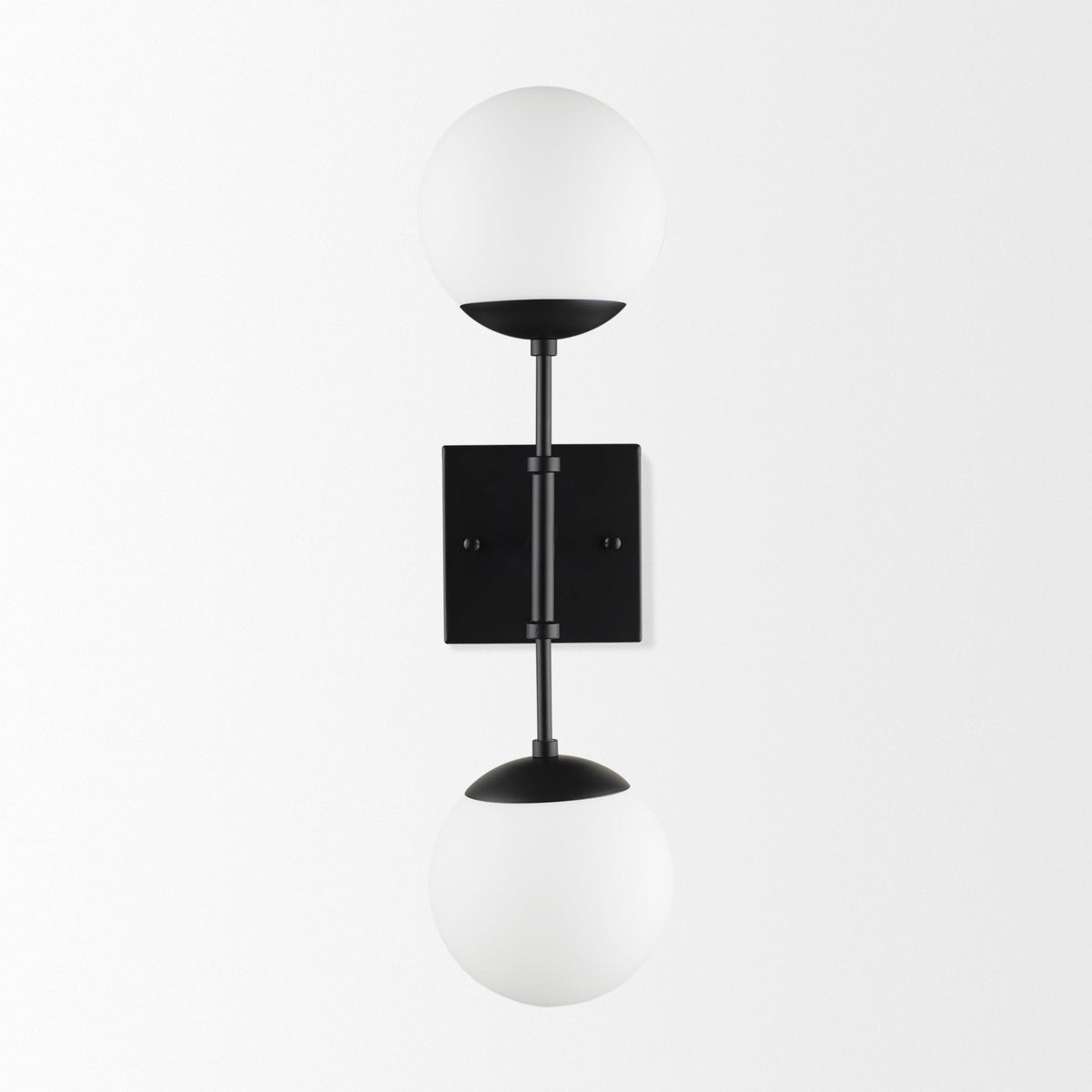 Edie Matte Black Metal w/ Frosted Glass Globes 2 - Light Wall Sconce - Dekor Butik