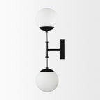 Edie Matte Black Metal w/ Frosted Glass Globes 2 - Light Wall Sconce - Dekor Butik
