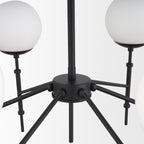 Edie Matte Black Metal w/ Frosted Glass Globes 6 - Light Chandelier - Dekor Butik