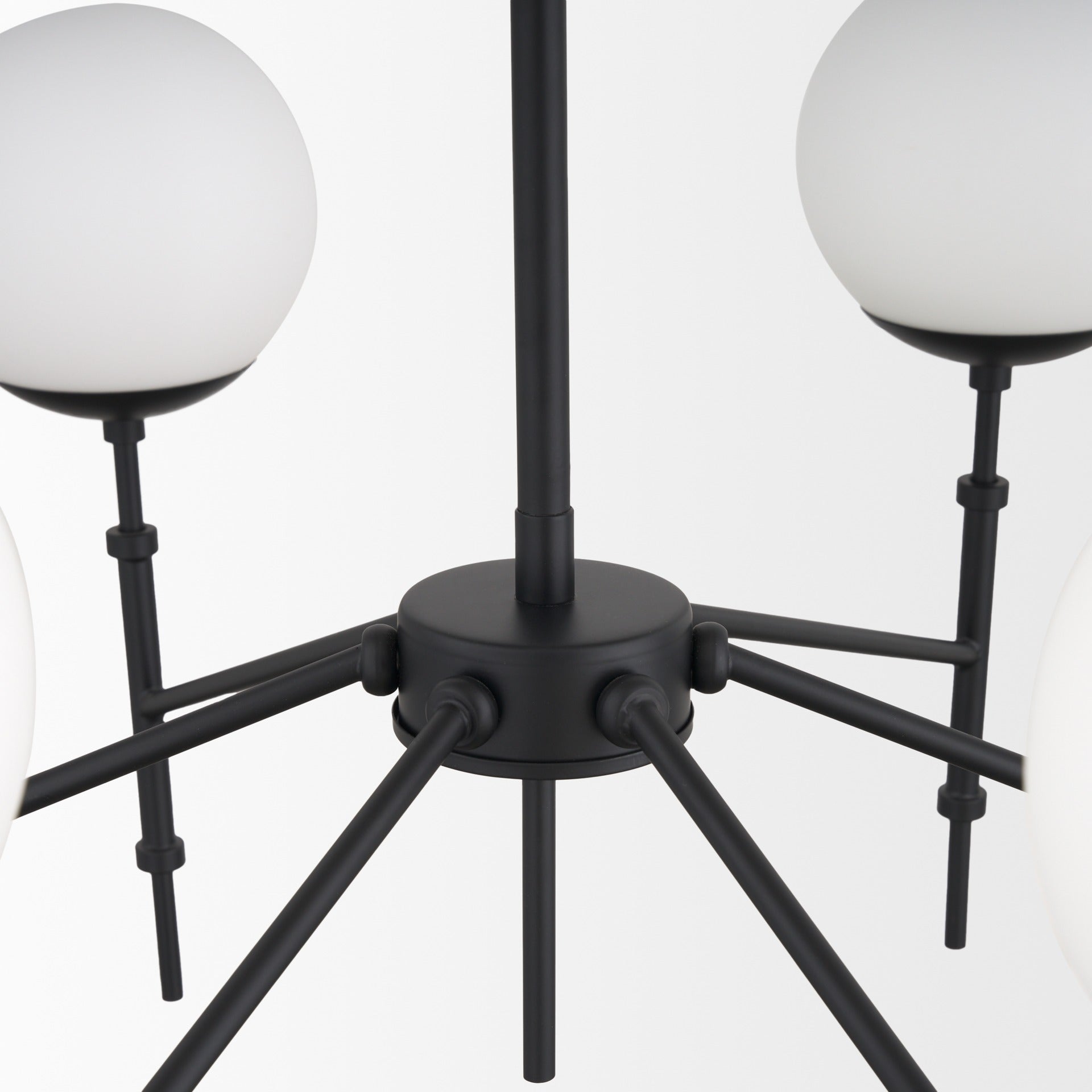 Edie Matte Black Metal w/ Frosted Glass Globes 6 - Light Chandelier - Dekor Butik