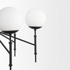 Edie Matte Black Metal w/ Frosted Glass Globes 6 - Light Chandelier - Dekor Butik