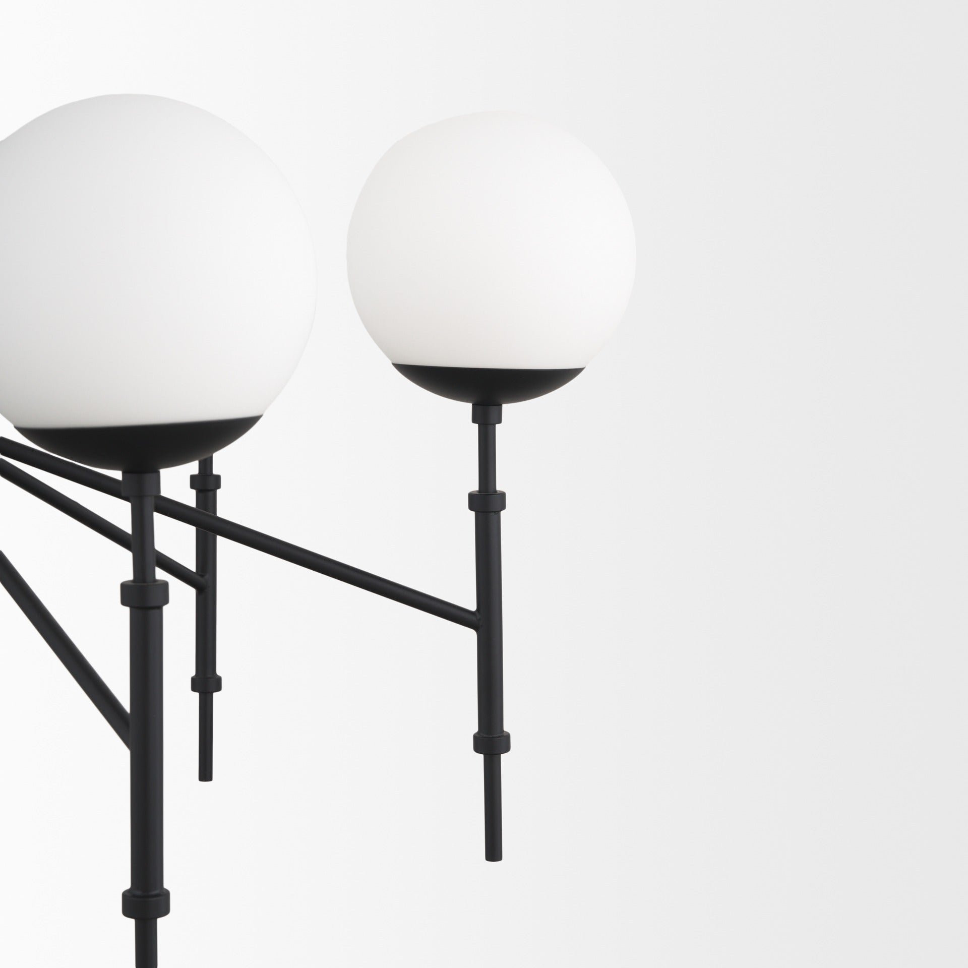 Edie Matte Black Metal w/ Frosted Glass Globes 6 - Light Chandelier - Dekor Butik
