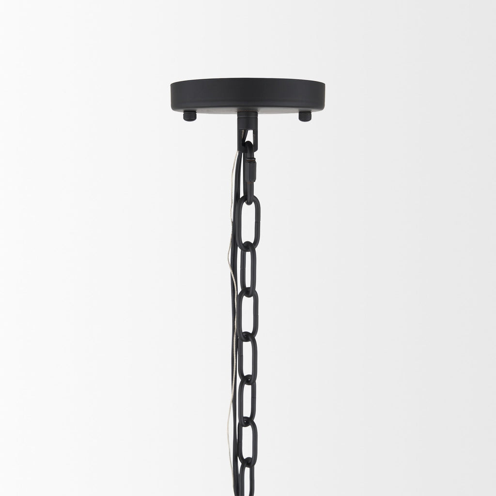 Edie Matte Black Metal w/ Frosted Glass Globes 6 - Light Chandelier - Dekor Butik