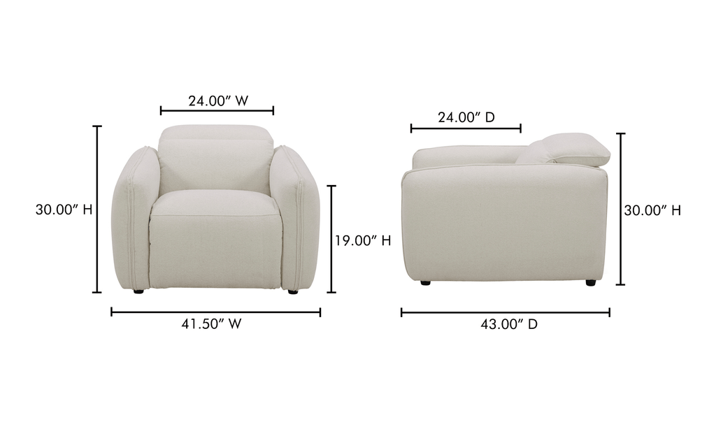 Eli Power Recliner Chair - Two Colors - Warm White or Dusk Grey - Dekor Butik
