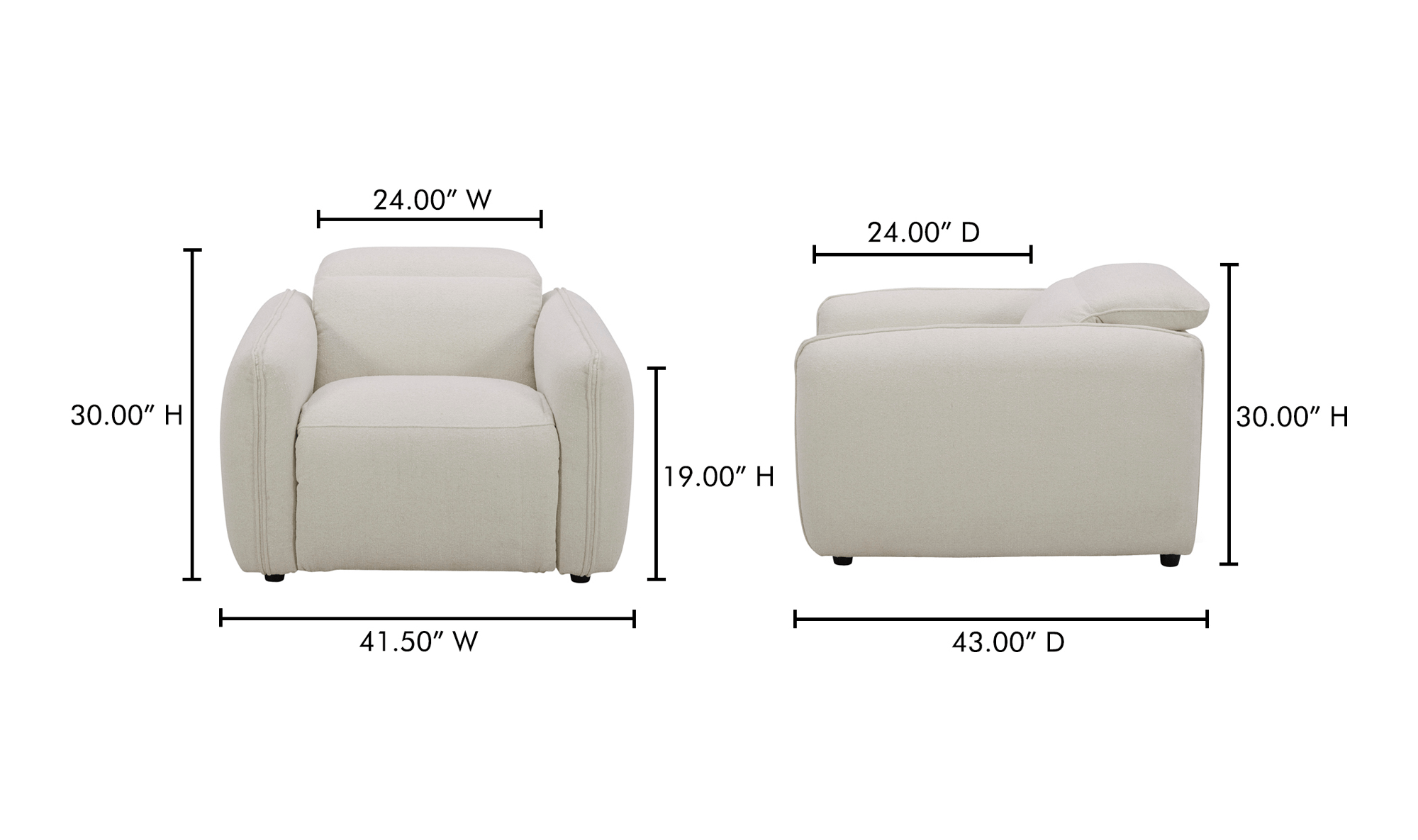 Eli Power Recliner Chair - Two Colors - Warm White or Dusk Grey - Dekor Butik