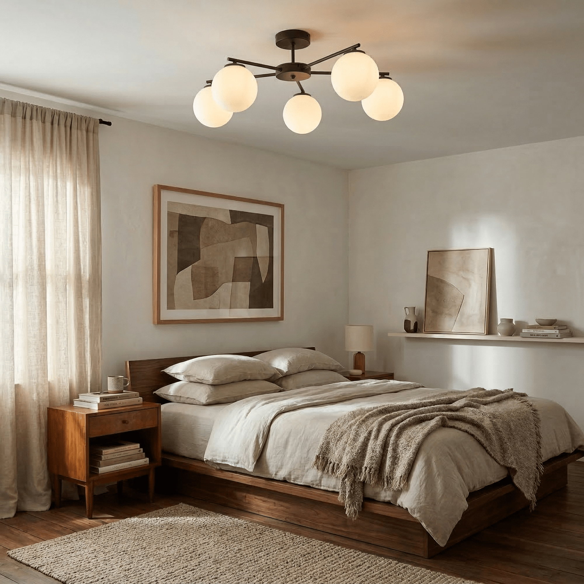 ELTON Black Scandinavian Ceiling Lamp for Living Room, Bedroom & Hallway - Dekor Butik
