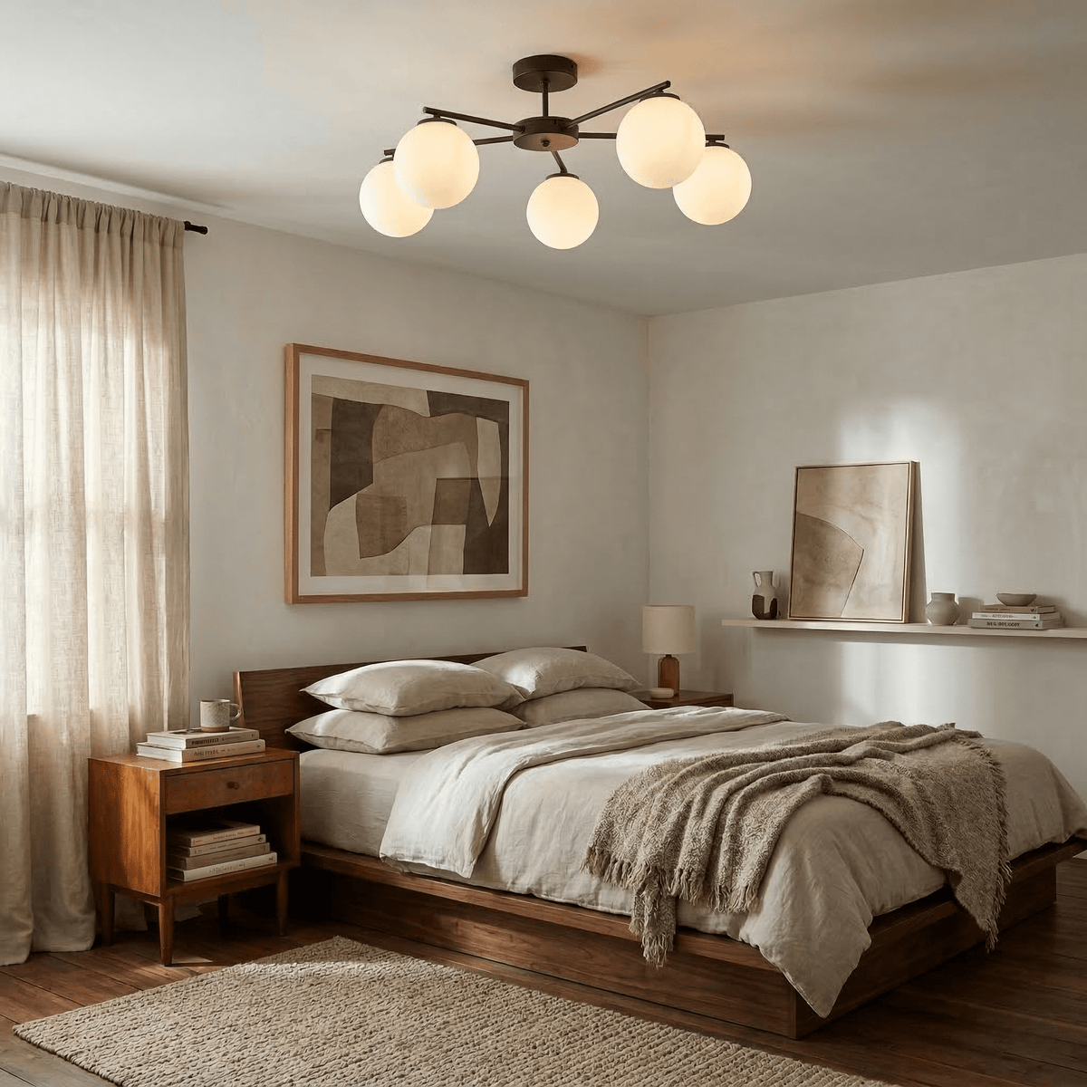 ELTON Black Scandinavian Ceiling Lamp for Living Room, Bedroom & Hallway - Dekor Butik