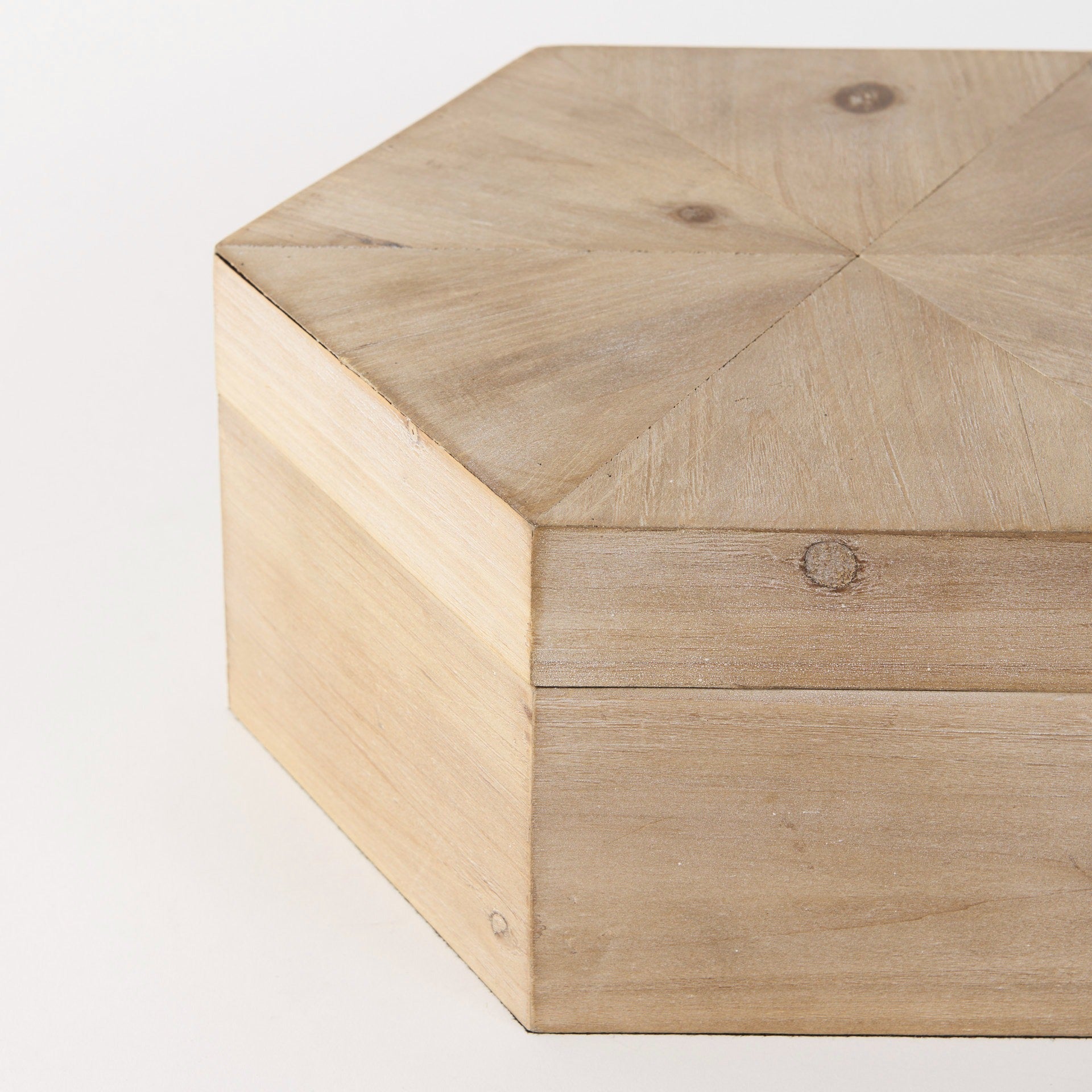 Elyse (Set of 2) 14L x 12W Brown Wooden Hexagonal Boxes - Dekor Butik