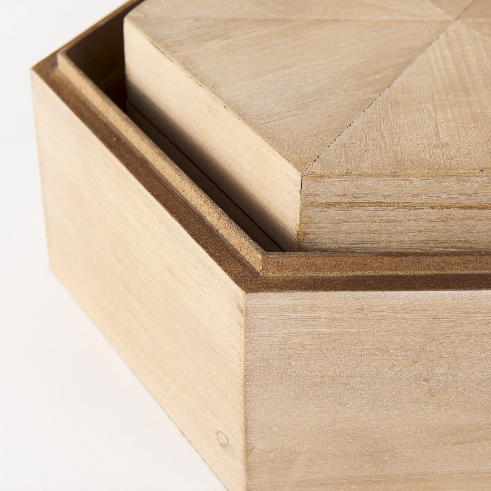Elyse (Set of 2) 14L x 12W Brown Wooden Hexagonal Boxes - Dekor Butik