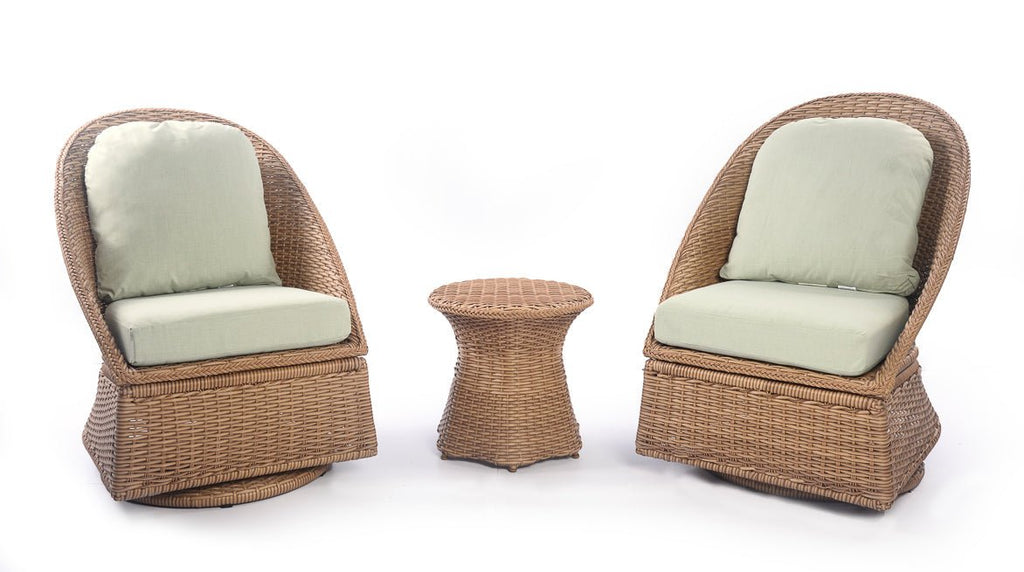 Bistro SetEmmett 3 - Piece Wicker Outdoor Swivel Chair Bistro Set - Dekor Butik