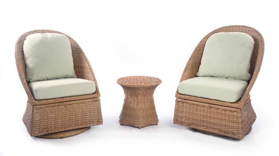 Bistro SetEmmett 3 - Piece Wicker Outdoor Swivel Chair Bistro Set - Dekor Butik