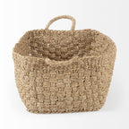 Emra 17.3L x 11.8W x 7.9H (Set of 3) Light Brown Seagrass Rectangular Basket W/ Handles - Dekor Butik