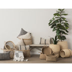 Emra 17.3L x 11.8W x 7.9H (Set of 3) Light Brown Seagrass Rectangular Basket W/ Handles - Dekor Butik