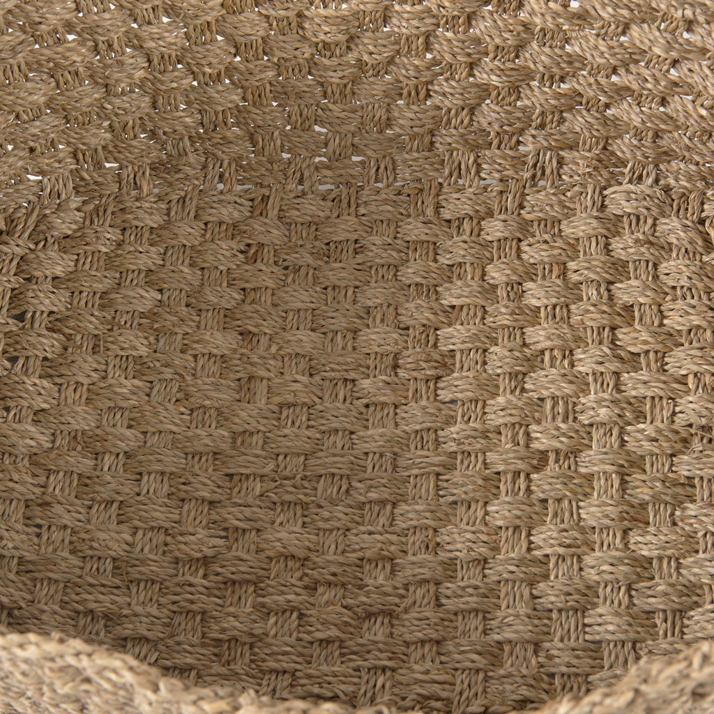 Emra 17.3L x 11.8W x 7.9H (Set of 3) Light Brown Seagrass Rectangular Basket W/ Handles - Dekor Butik