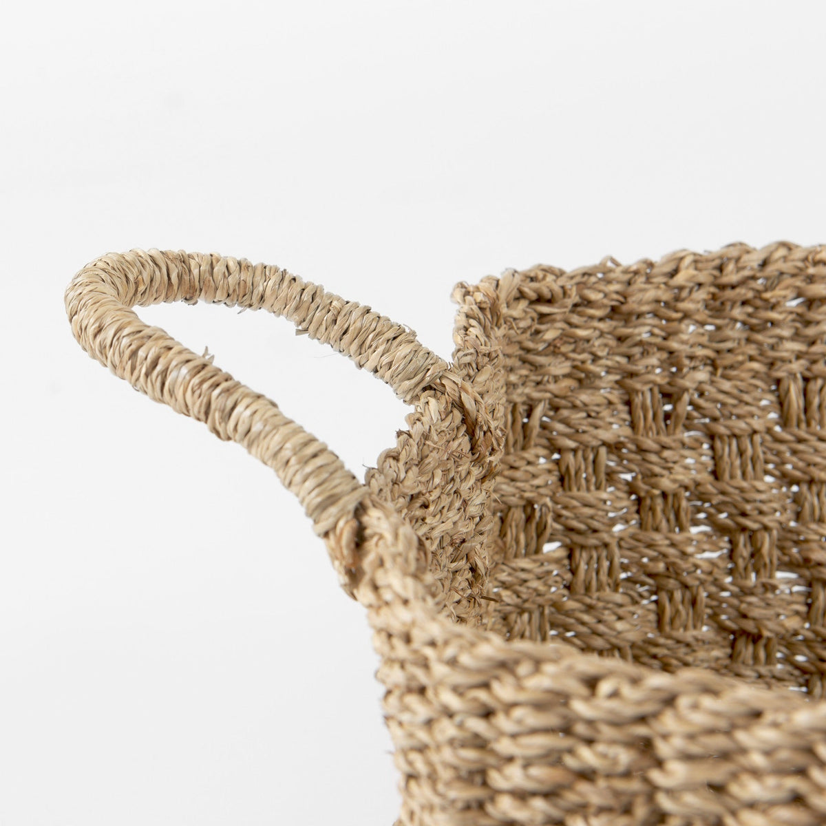 Emra 17.3L x 11.8W x 7.9H (Set of 3) Light Brown Seagrass Rectangular Basket W/ Handles - Dekor Butik