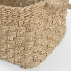 Emra 17.3L x 11.8W x 7.9H (Set of 3) Light Brown Seagrass Rectangular Basket W/ Handles - Dekor Butik