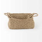 Emra 17.3L x 11.8W x 7.9H (Set of 3) Light Brown Seagrass Rectangular Basket W/ Handles - Dekor Butik