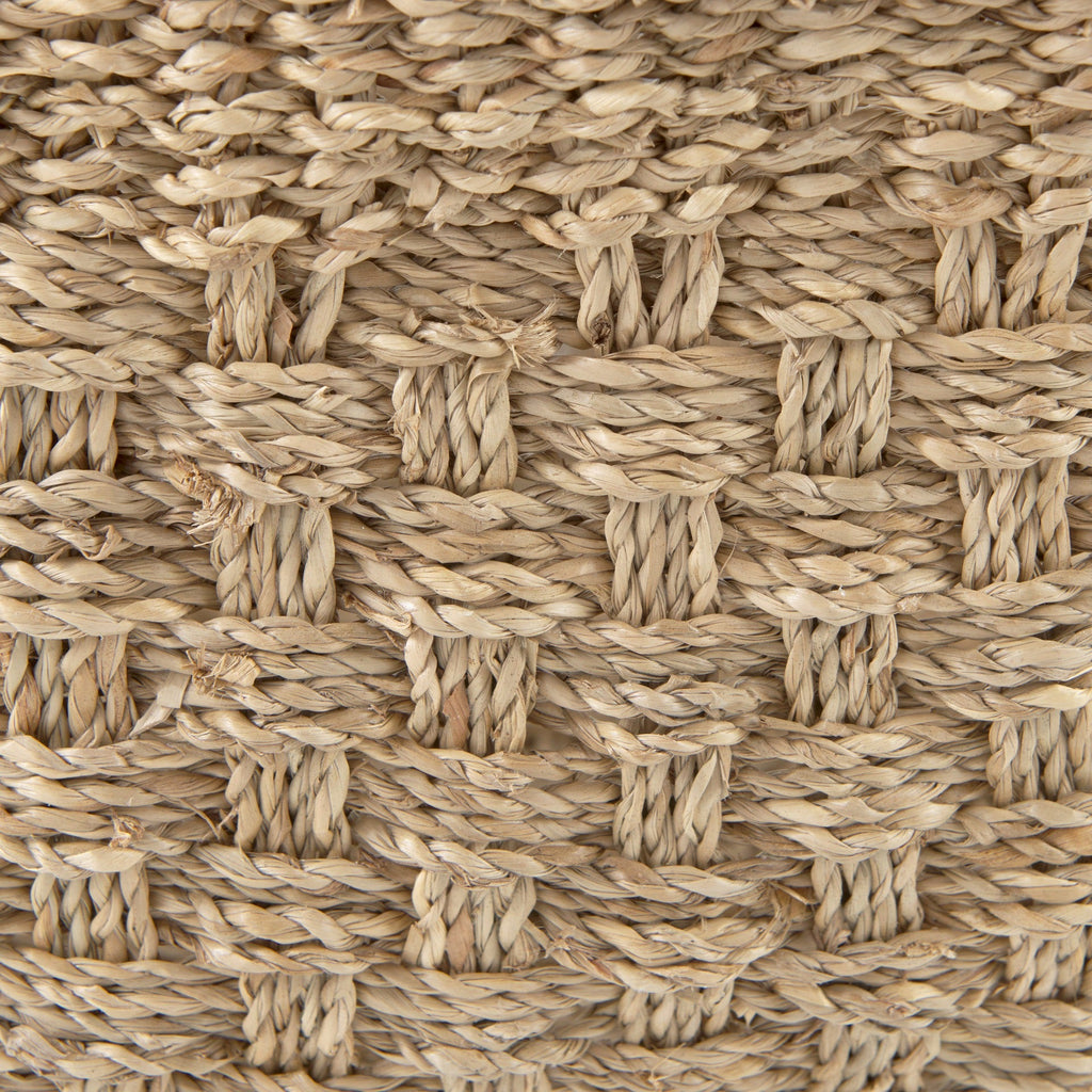 Emra 17.3L x 11.8W x 7.9H (Set of 3) Light Brown Seagrass Rectangular Basket W/ Handles - Dekor Butik