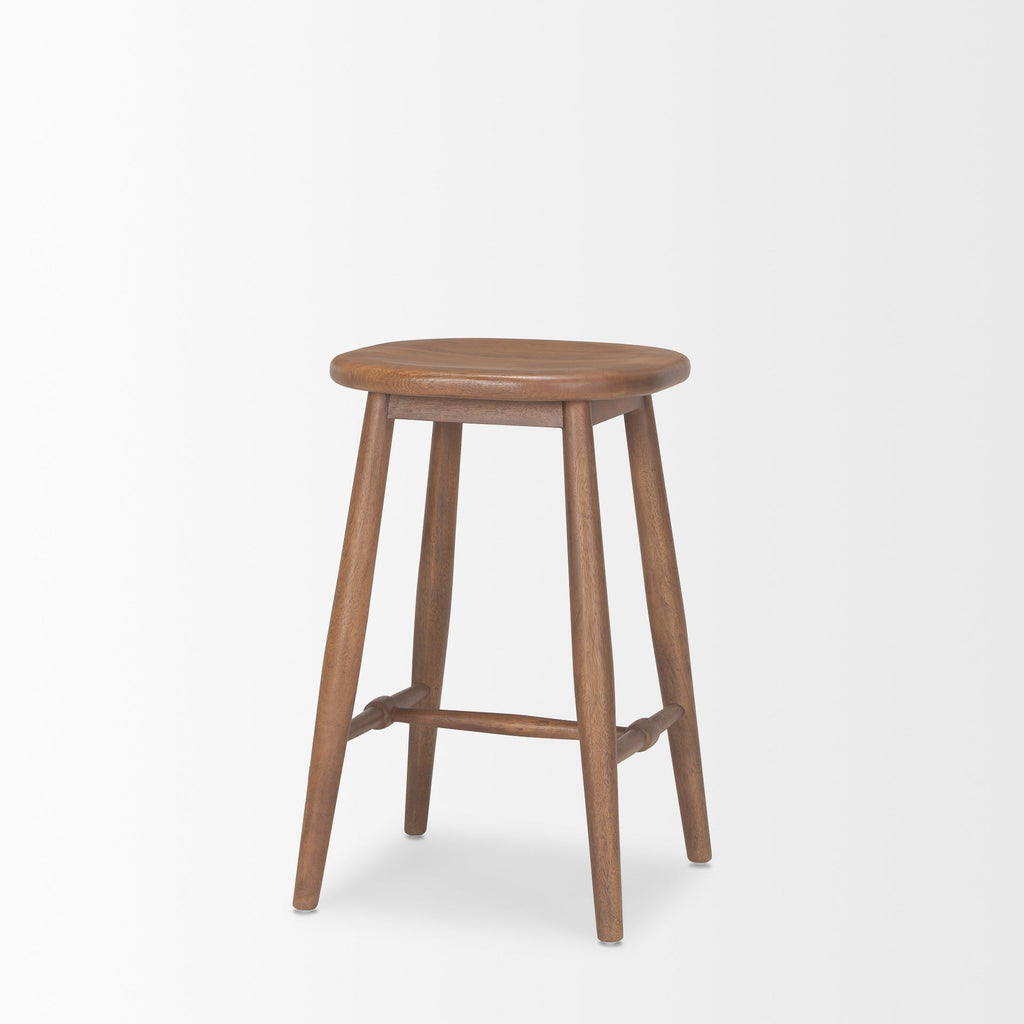Ernest Medium Brown Wood Counter Stool - Dekor Butik