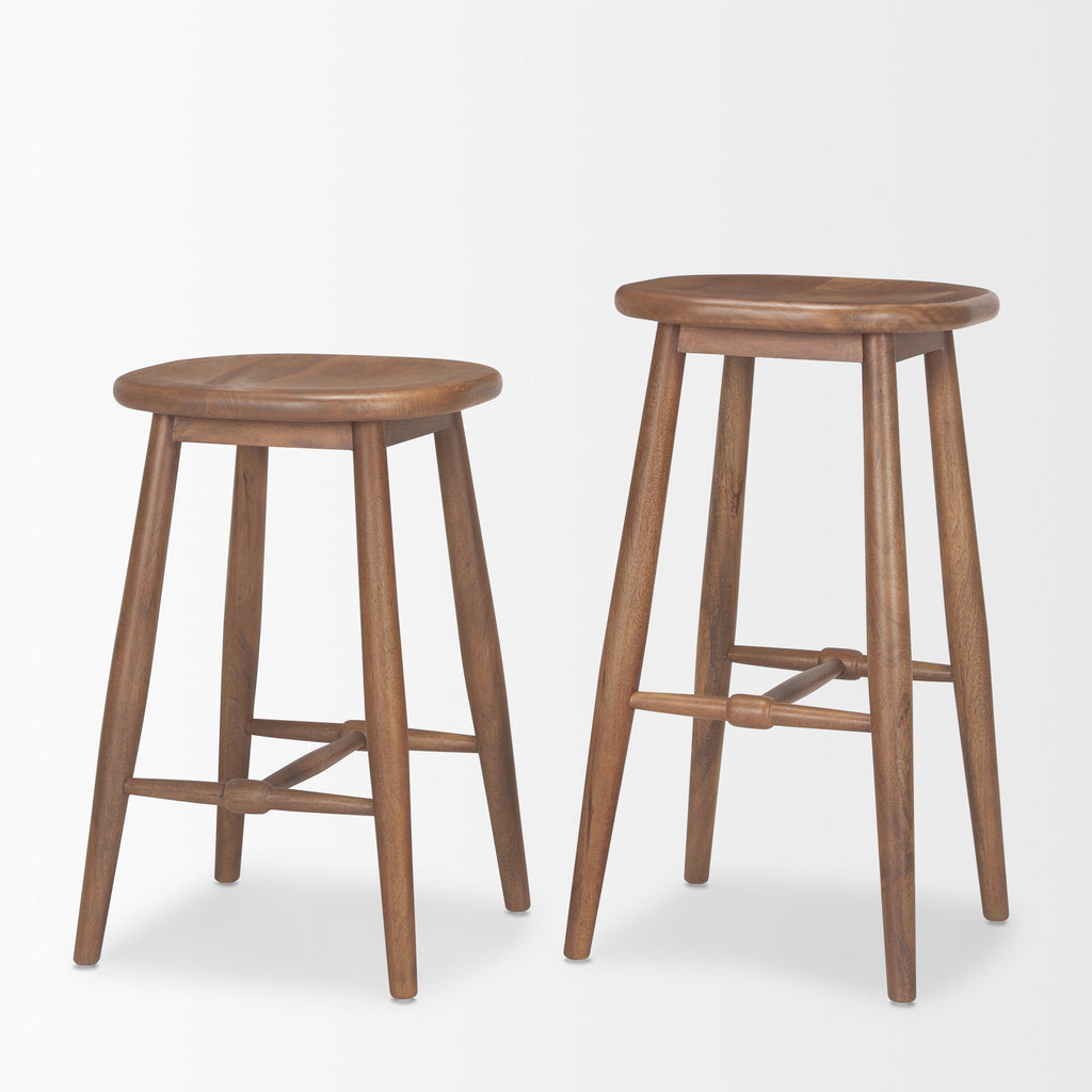 Ernest Medium Brown Wood Counter Stool - Dekor Butik