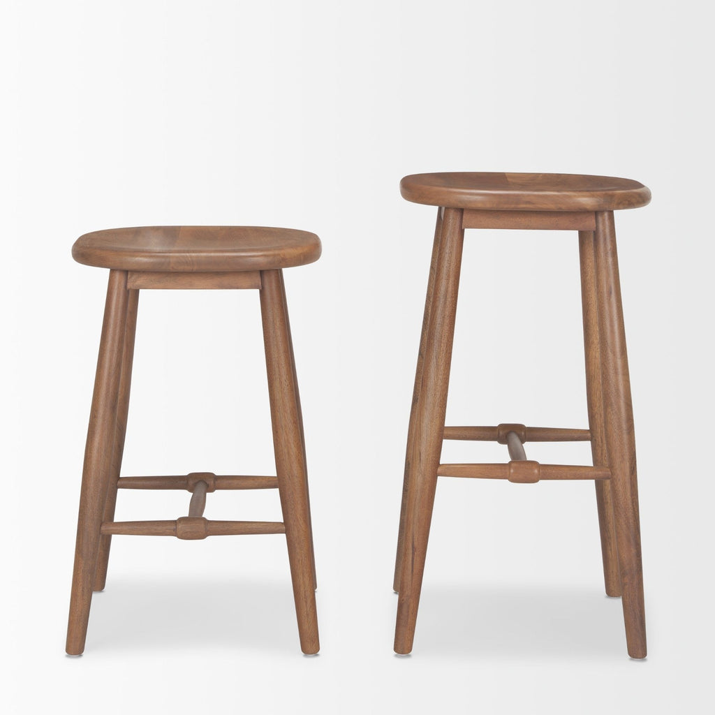 Ernest Medium Brown Wood Counter Stool - Dekor Butik