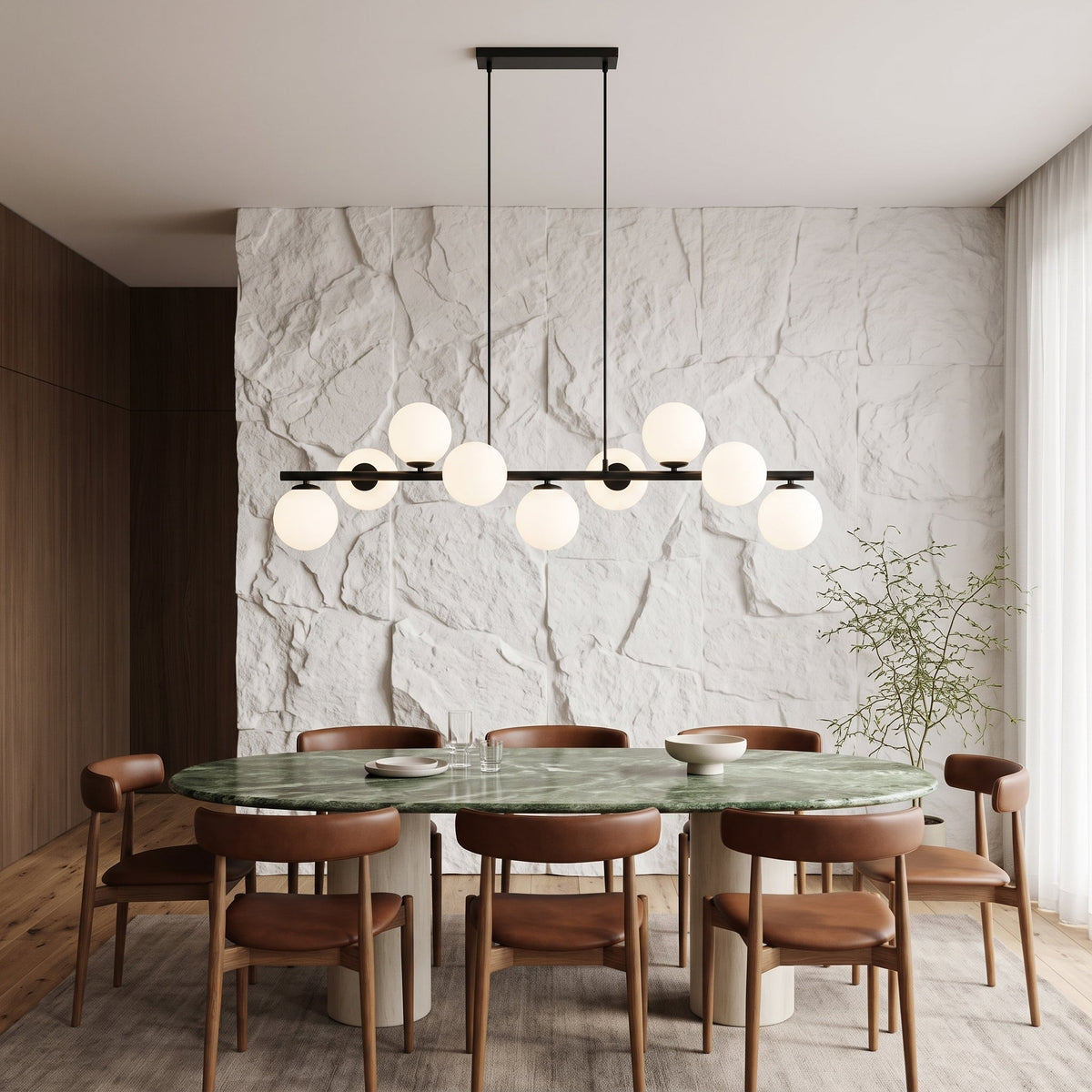 ESTERA 9-Light Scandinavian Glass Pendant Light for Dining Table & Modern Interiors