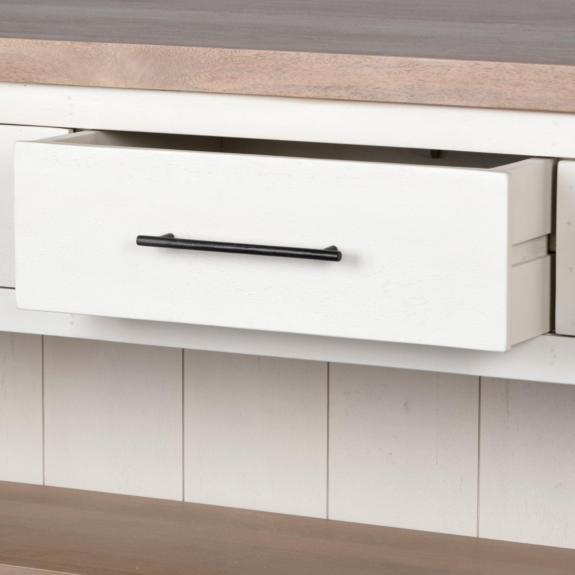 Fairview White and Brown Solid Wood Kitchen Island - Dekor Butik