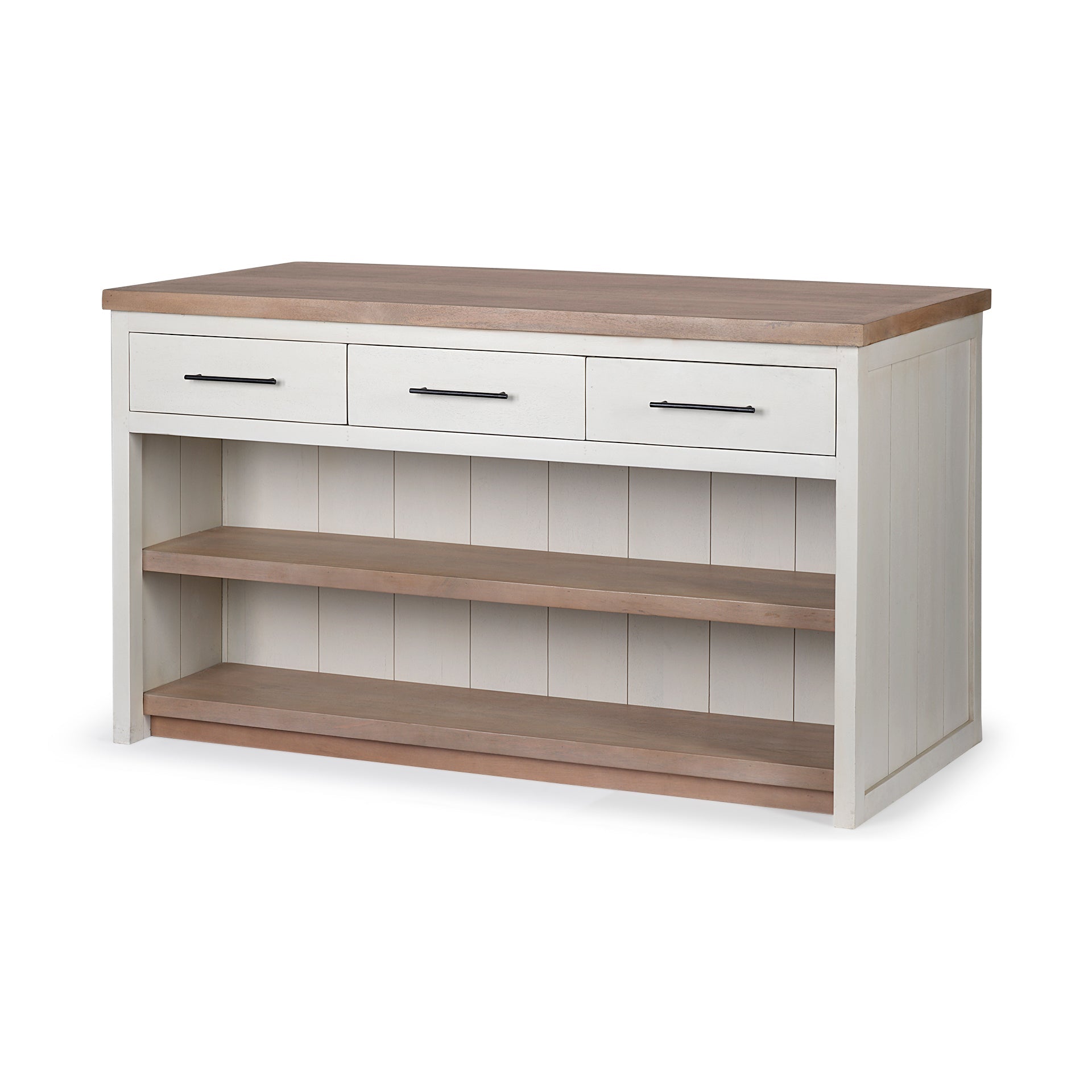 Fairview White and Brown Solid Wood Kitchen Island - Dekor Butik