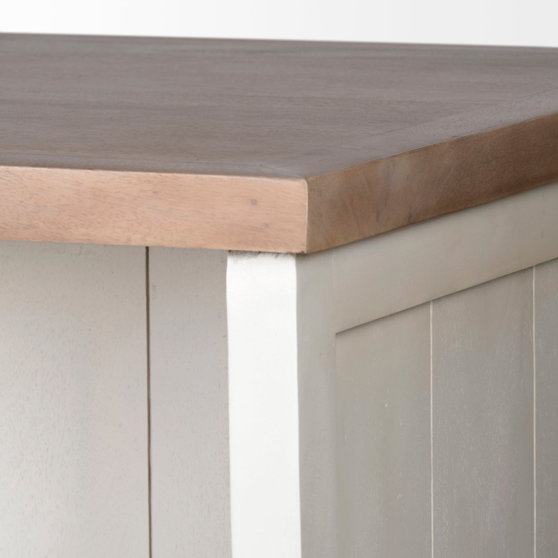Fairview White and Brown Solid Wood Kitchen Island - Dekor Butik