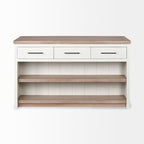 Fairview White and Brown Solid Wood Kitchen Island - Dekor Butik
