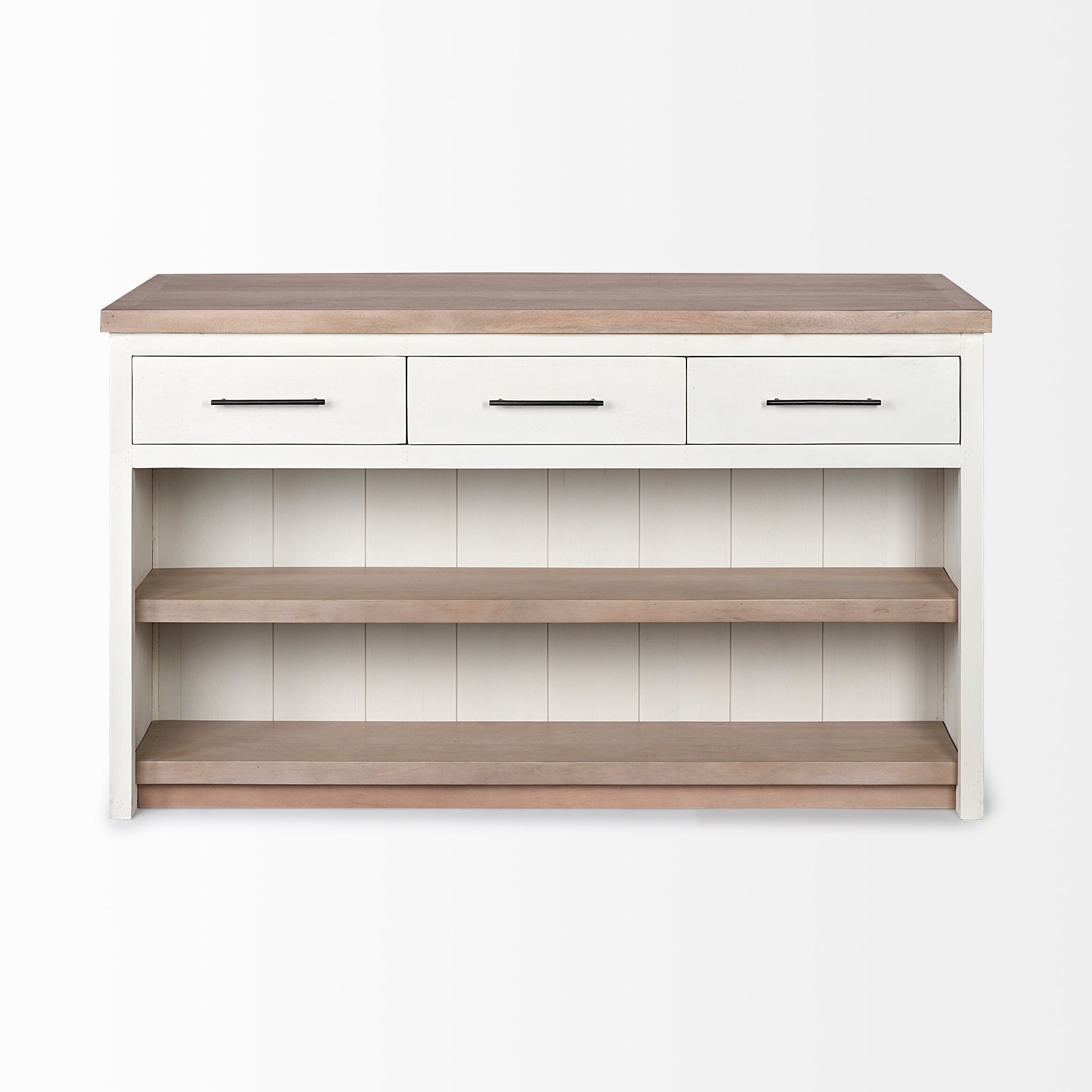 Fairview White and Brown Solid Wood Kitchen Island - Dekor Butik