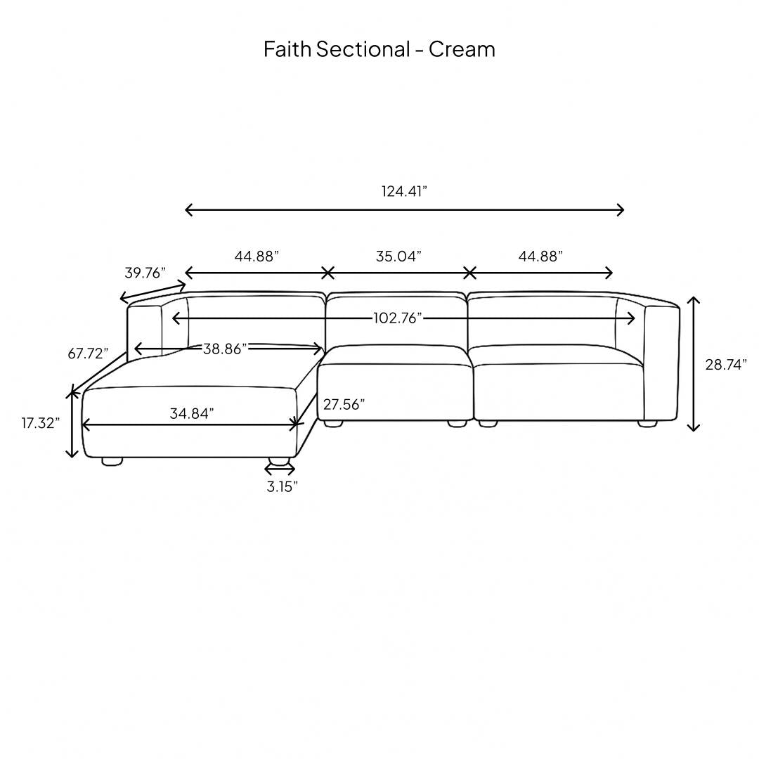 baseFaith Sectional - Cream - Dekor Butik