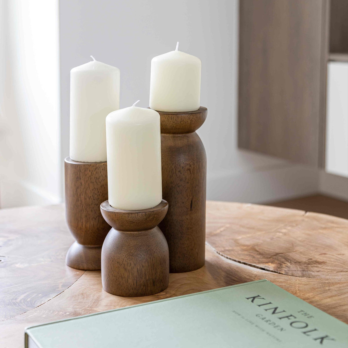 Fawn Pillar Candle Holder (Set of 3) - Smoked Chestnut - Dekor Butik