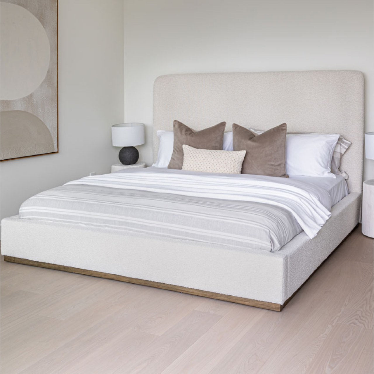 baseFaye Queen Bed - Off White - Dekor Butik