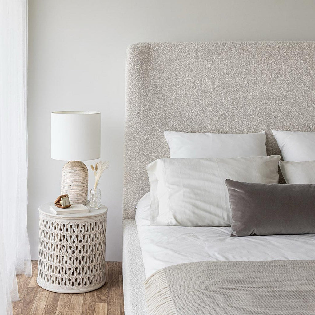 baseFaye Queen Bed - Off White - Dekor Butik