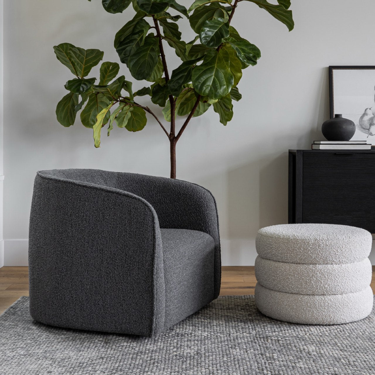 baseFiel Ottoman - Off White Boucle - S - Dekor Butik