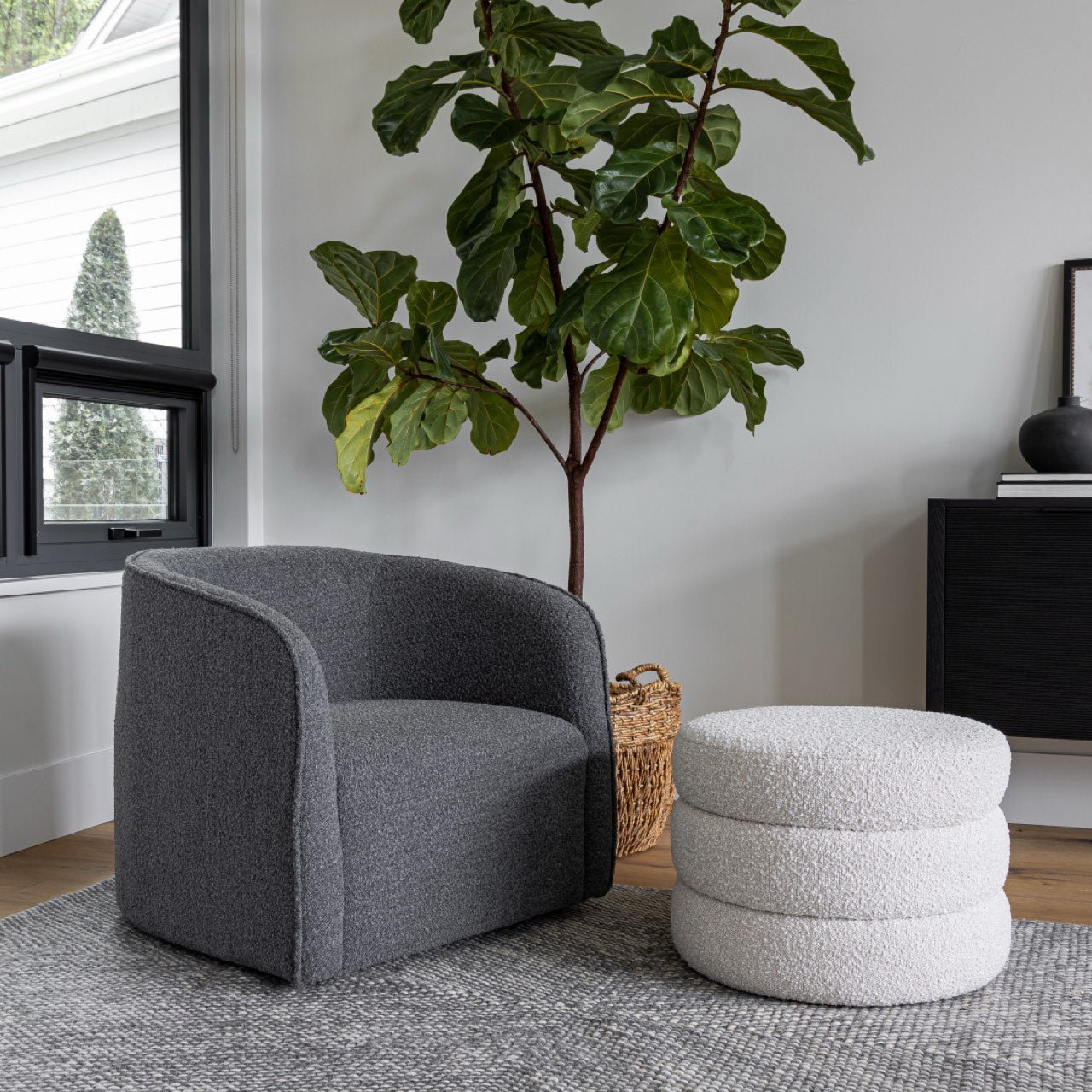 baseFiel Ottoman - Off White Boucle - S - Dekor Butik