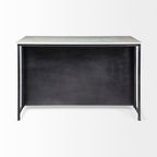 Fieri Black Solid Iron White Marble Top Kitchen Island - Dekor Butik