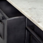 Fieri Black Solid Iron White Marble Top Kitchen Island - Dekor Butik