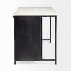 Fieri Black Solid Iron White Marble Top Kitchen Island - Dekor Butik