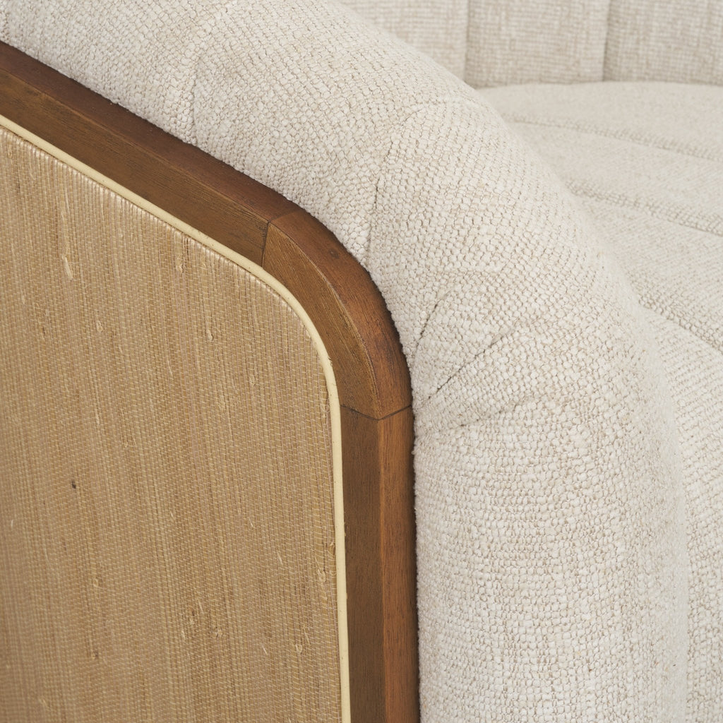 Fonda Cream Fabric w/ Natural Jute Swivel Accent Chair - Dekor Butik