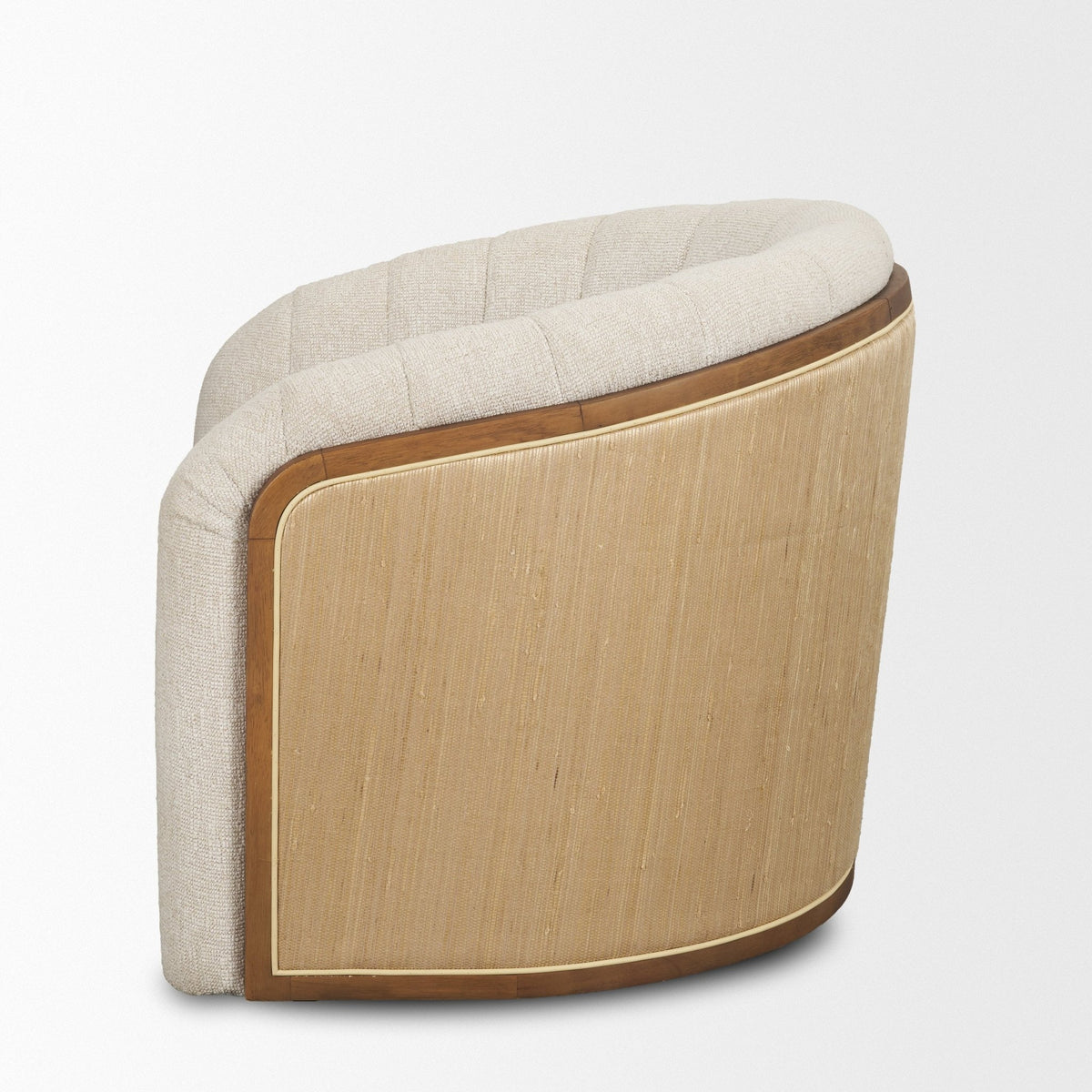 Fonda Cream Fabric w/ Natural Jute Swivel Accent Chair - Dekor Butik