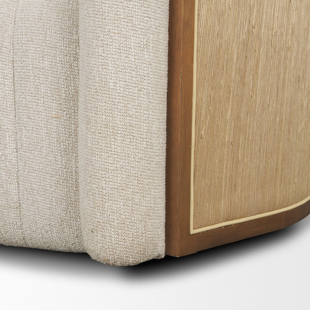 Fonda Cream Fabric w/ Natural Jute Swivel Accent Chair - Dekor Butik